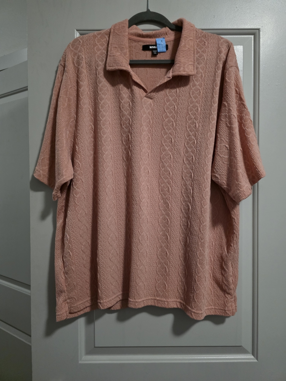 American Eagle Outfitters Men's Textured Polo in Dusty Pink